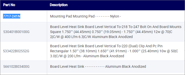 Select the desired part number by ASAP Semiconductor